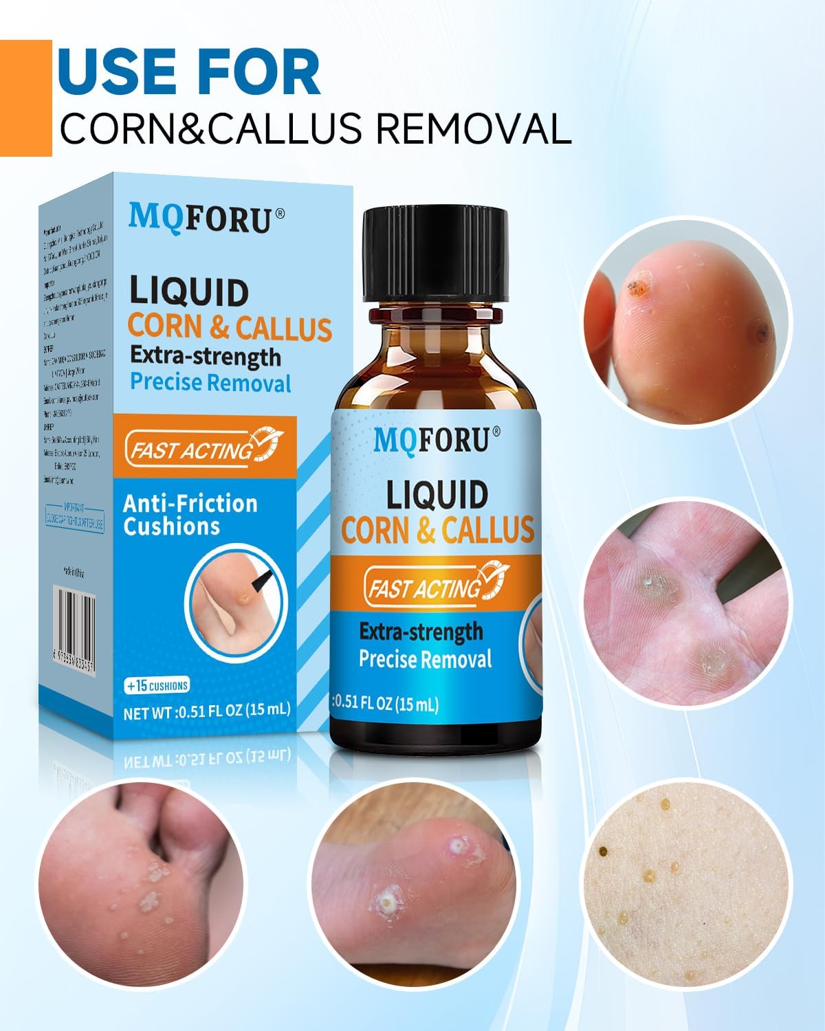 Detalle de MQFORU Hühneraugen Entferner Lösung – 15 ml mit Applikatorpinsel