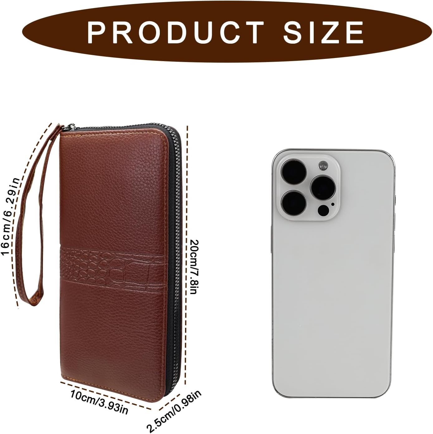 Thumbnail 3 de AdiStylinno Portefeuille long en cuir PU pour homme avec fermeture éclair et grande capacité