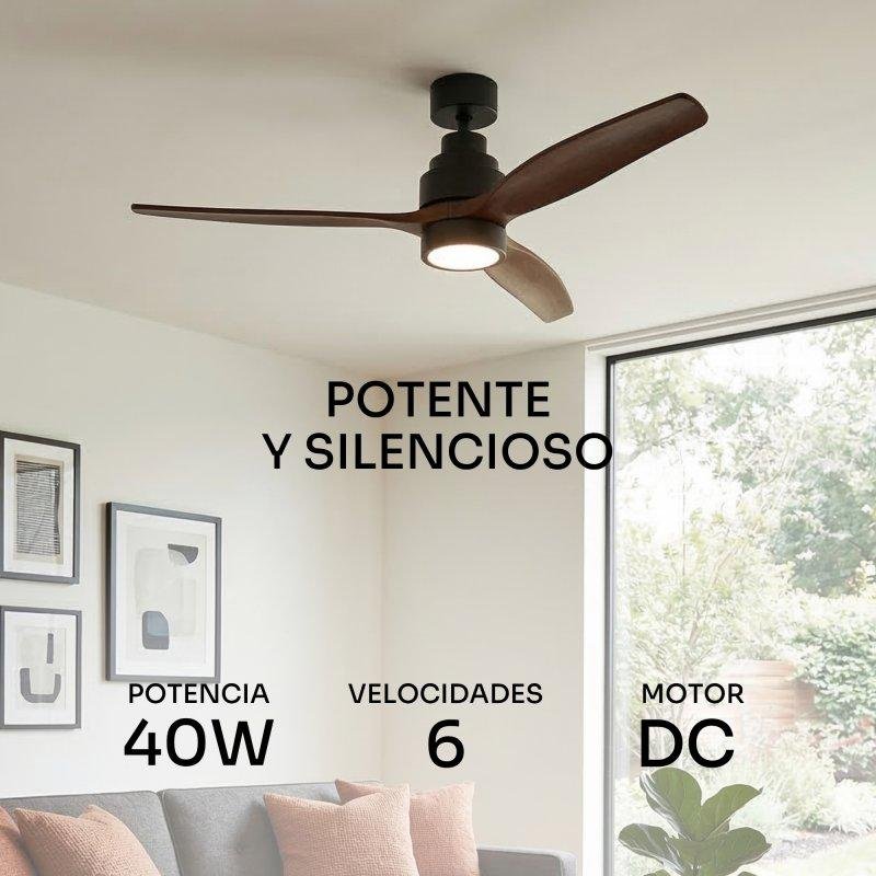 Detalle 2 de Mellerware Brizy Bright: Ventilador de Techo con Luz 132 cm, 6 Velocidades, motor DC y mando a distancia