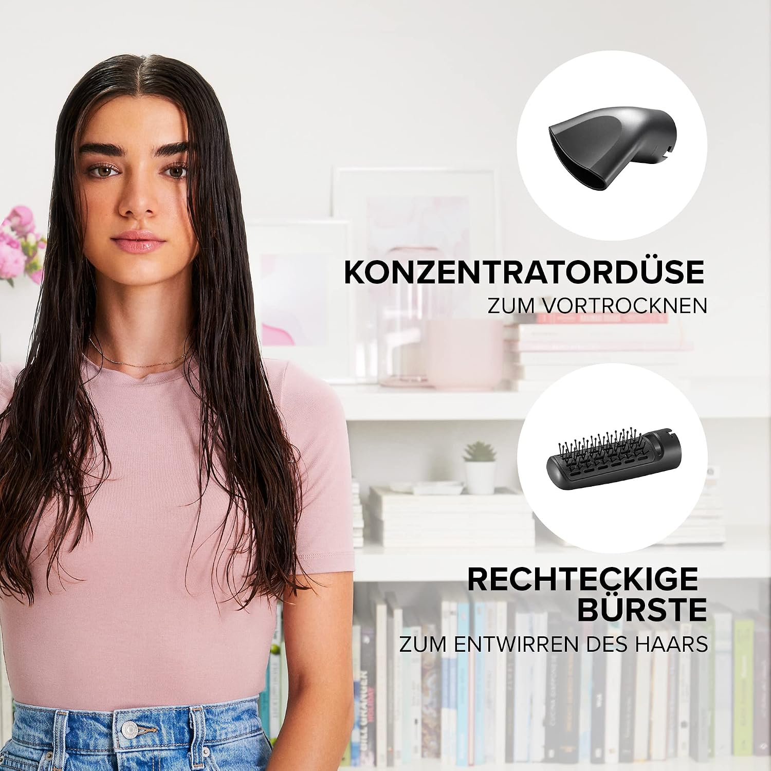 Detalle de Bellissima My Pro GH18 1100 – Heißluft-Modellierstab mit Keramikbeschichteten Bürsten, 5 Zubehörteile