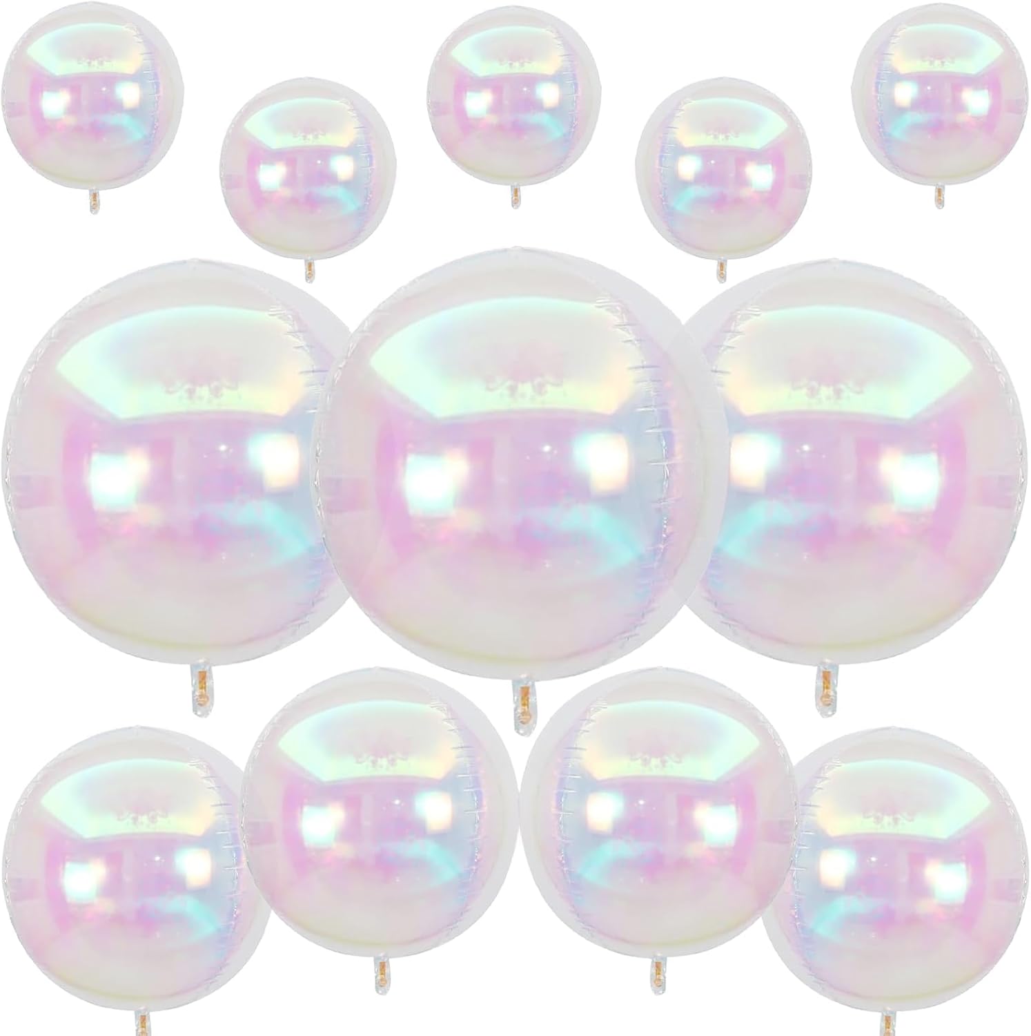 Detalle de 12Pcs Iridescent Round Foil Balloons – 22", 15", 10" 4D Clear Balloons for Party Decor