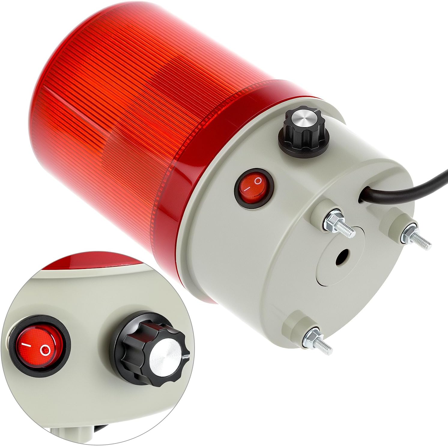 Detalle de QWORK 工業用LED回転警告灯 110V AC・赤色ストロボ・音量調節対応