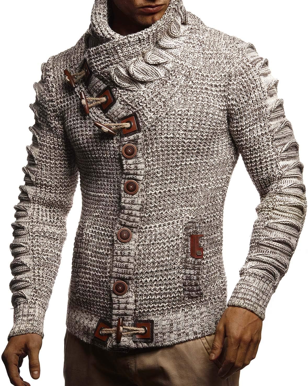 Detalle de Leif Nelson Maglione da Uomo LN-5585 con collo a scialle - Abbronzandosi XX-Large