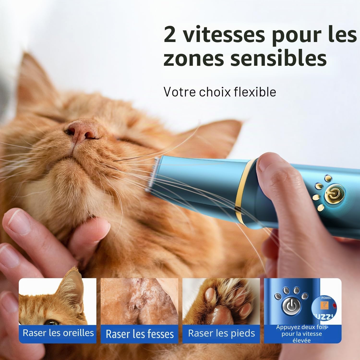 Detalle 2 de FuzzyFix Tondeuses chiens 3 en 1 sans fil pour Pattes et Corps – Silencieuse et Puissante
