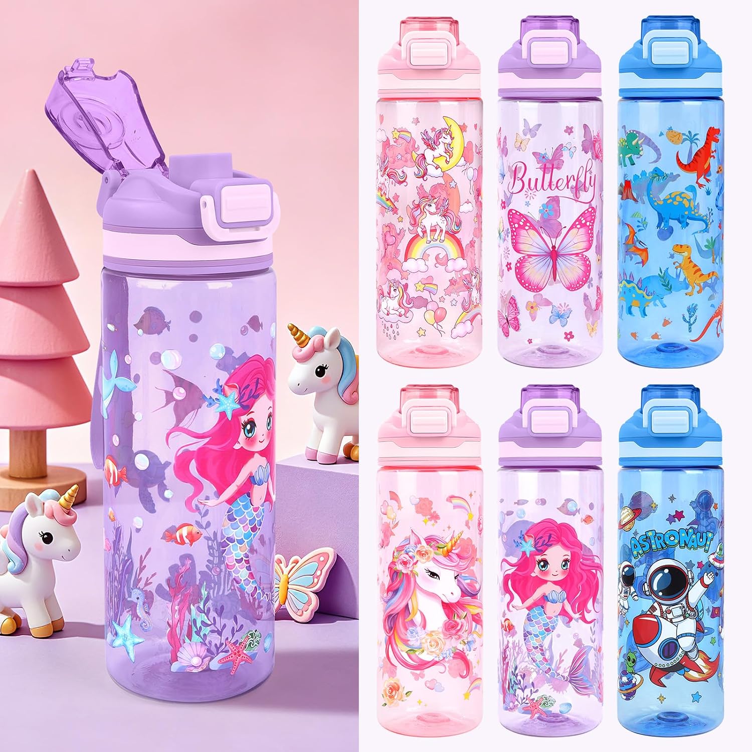 Thumbnail 6 de decalsweet WX-A-0534 Kids Water Bottle, Mermaid Tritan with Handle