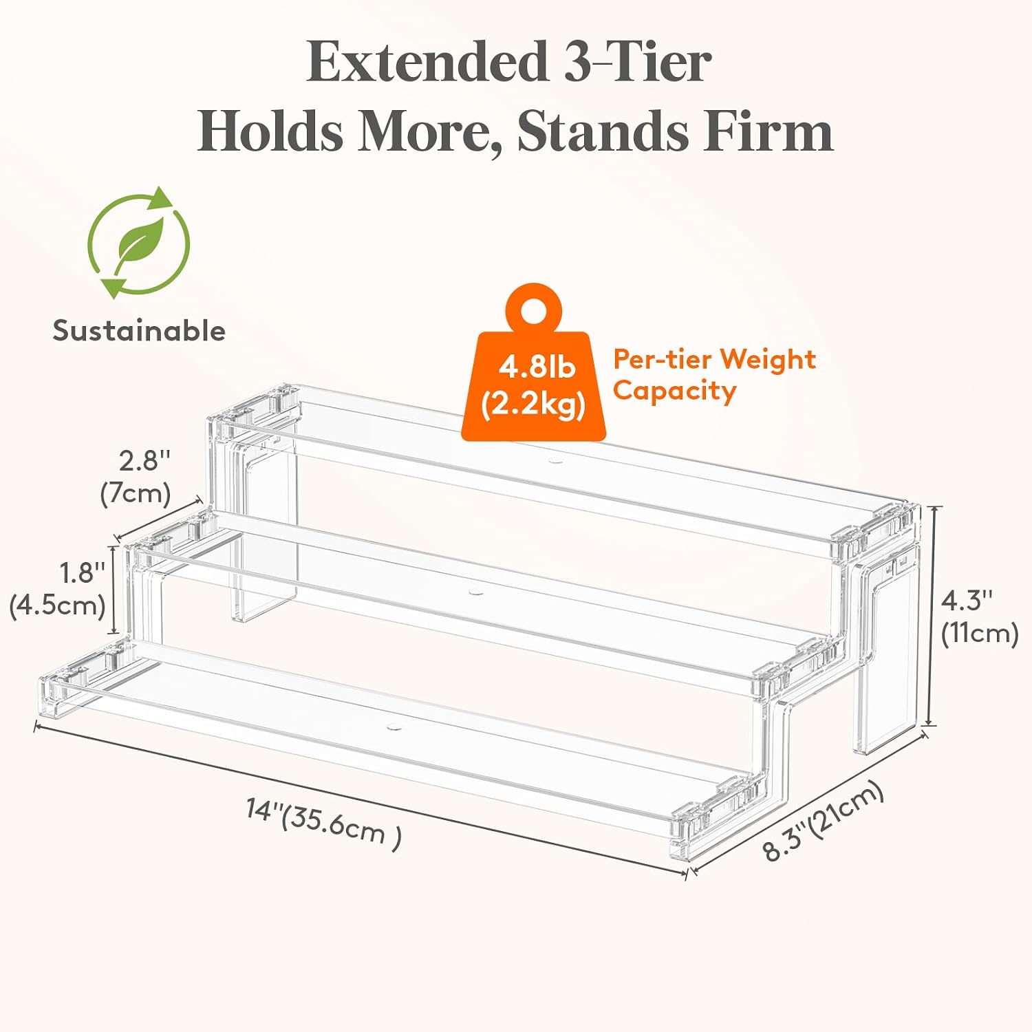 Thumbnail 3 de Lifewit 25076 14-Inch Clear 3-Tier Display Riser for Spices and Perfume