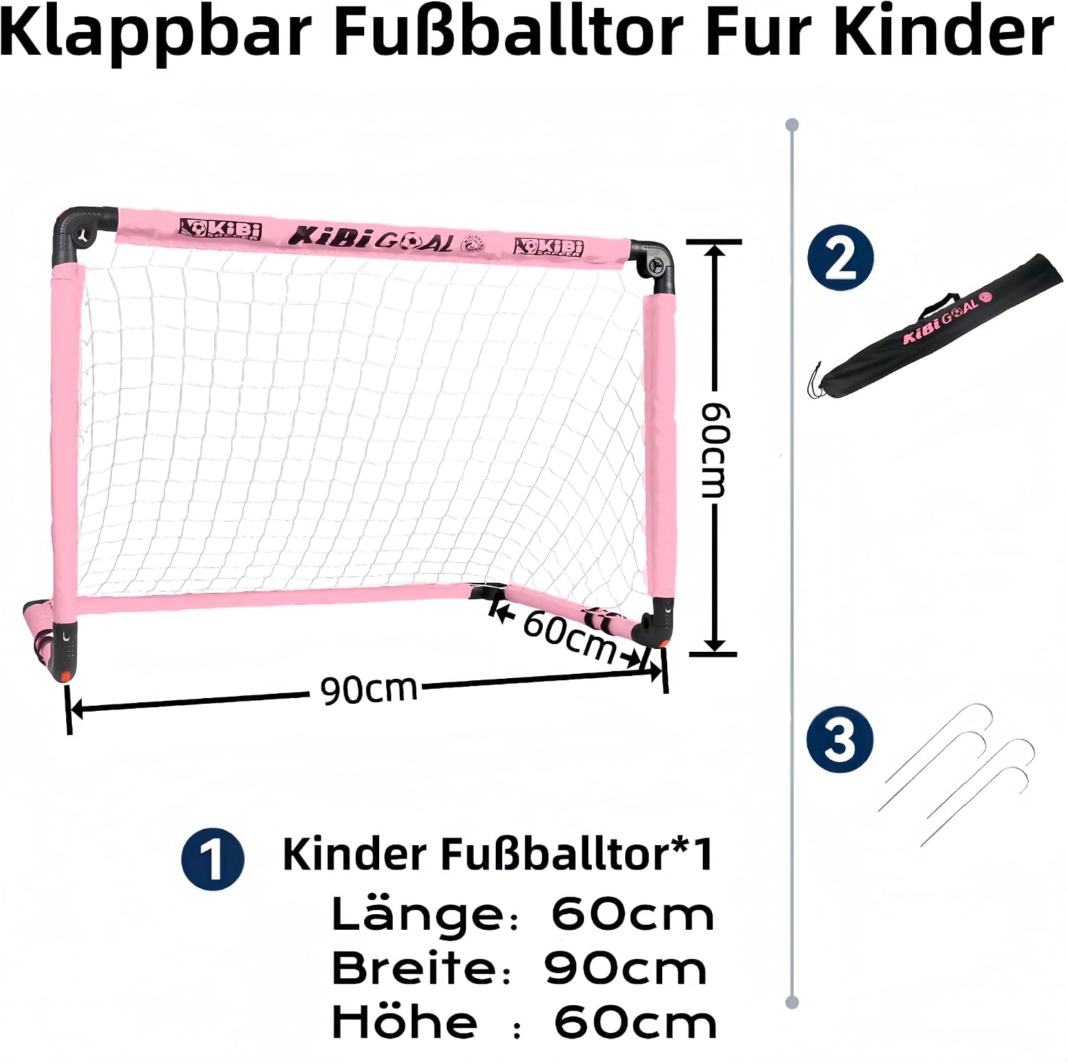Thumbnail 1 de KiBiGOAL Kinder-Fußballtor faltbar (rosa) 90x60 cm für Indoor & Outdoor