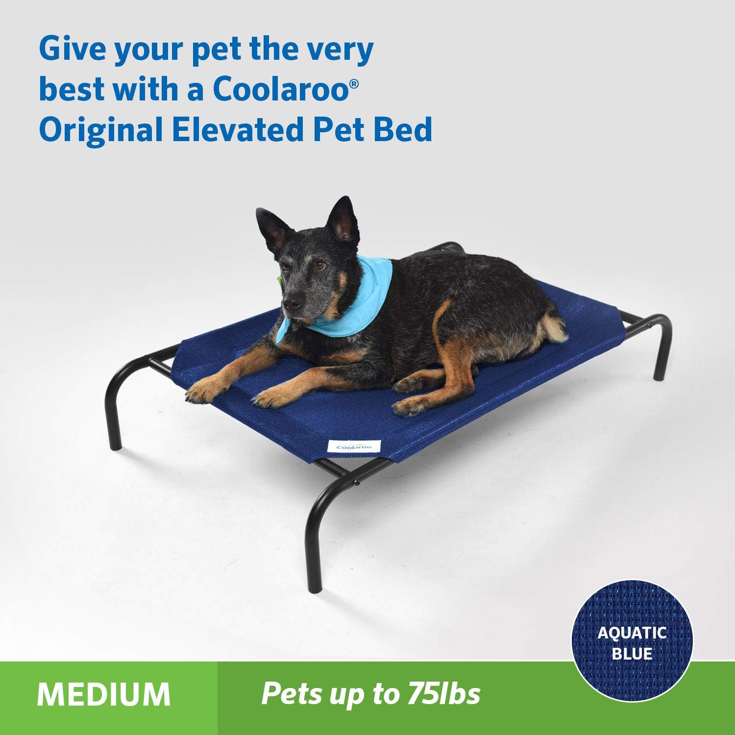 Detalle 2 de Coolaroo Original Elevated Dog Bed - Breathable Cooling Fabric, Off-the-Ground Comfort (Medium)