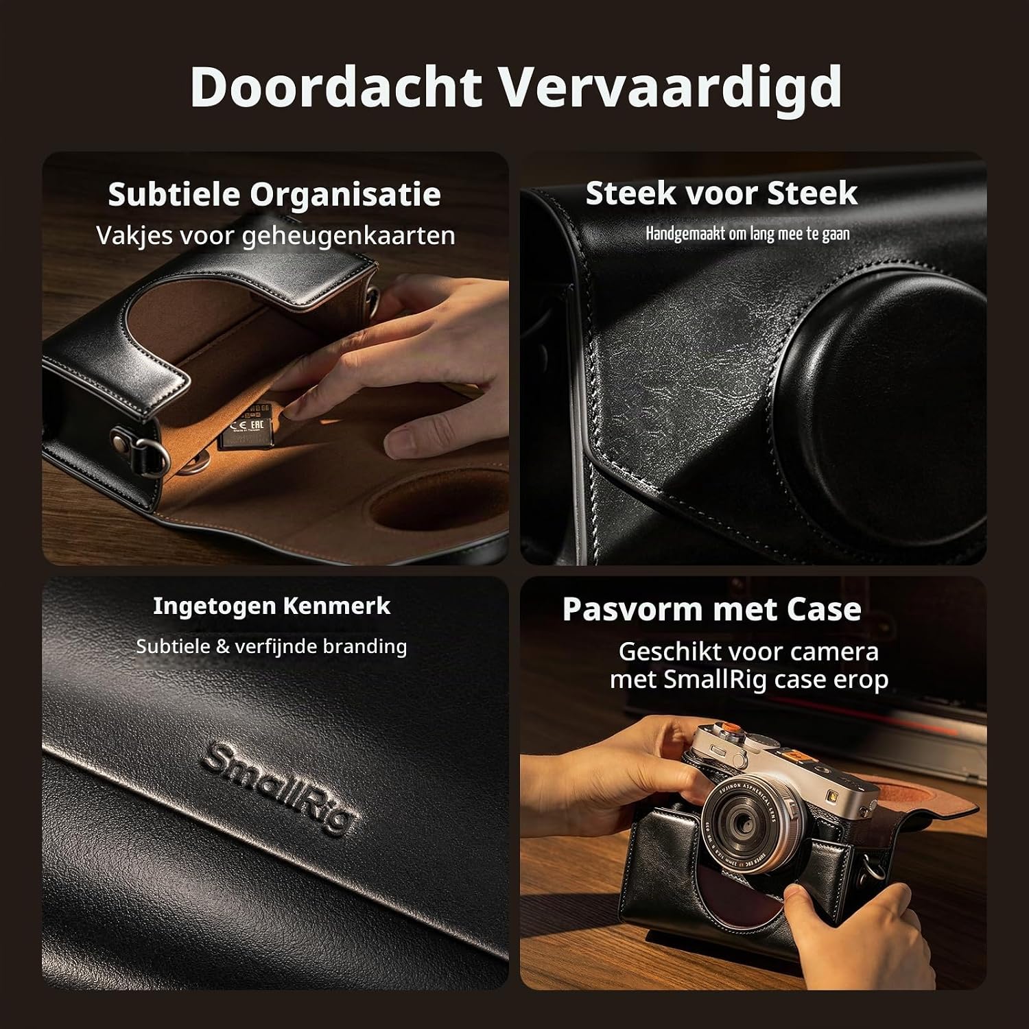 Detalle 2 de SMALLRIG 5987 leren cameratas voor FUJIFILM X-E5 en X100VI, zwart
