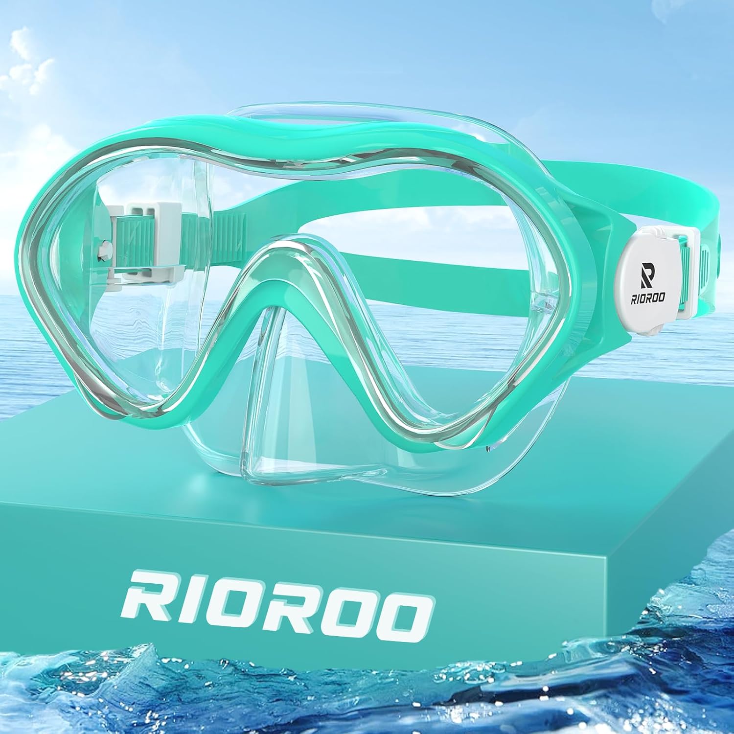 Detalle de RIOROO Taucherbrille Kinder – 180° Panorama, Nasenabdeckung und Anti-Nebel