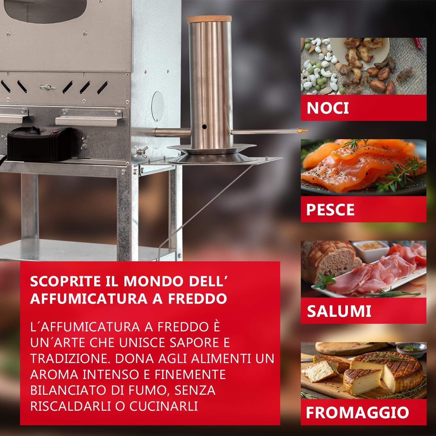 Thumbnail 5 de Generatore di fumo freddo ITA in acciaio inox con pompa elettrica per affumicatura di pesce, carne e formaggi