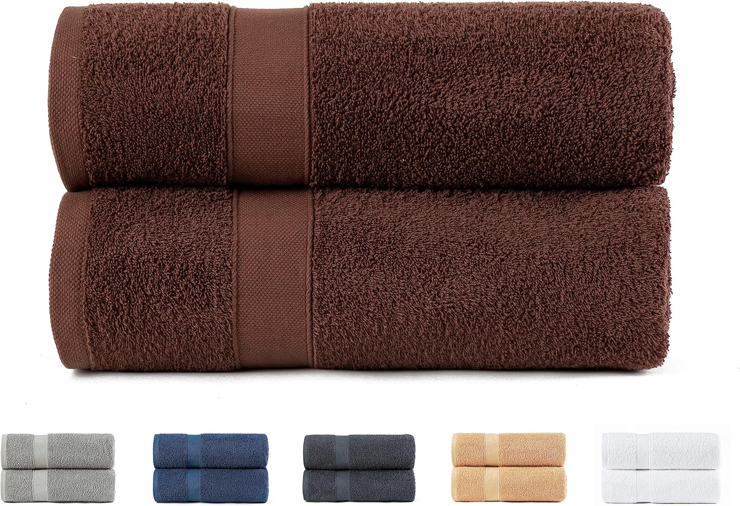 Thumbnail 6 de Todocama Lot de 2 Serviettes de Douche en coton 550 g/m² – 70 x 140 cm, Beige