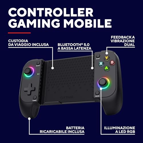 Detalle de GXTrust Mylox Controller per Telefono Bluetooth: gamepad wireless con grip stabile e LED RGB