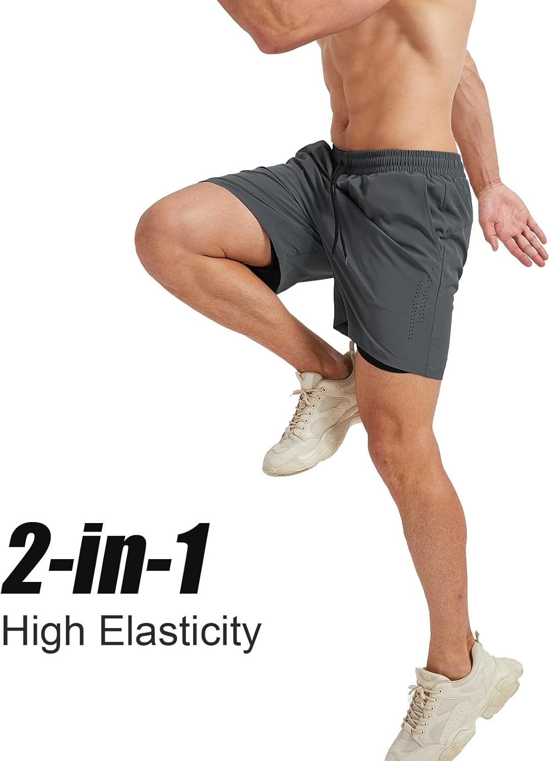 Thumbnail 5 de Danfiki Pantaloncini da Running Uomo 2 in 1 – Shorts Sportivi a Asciugatura Rapida