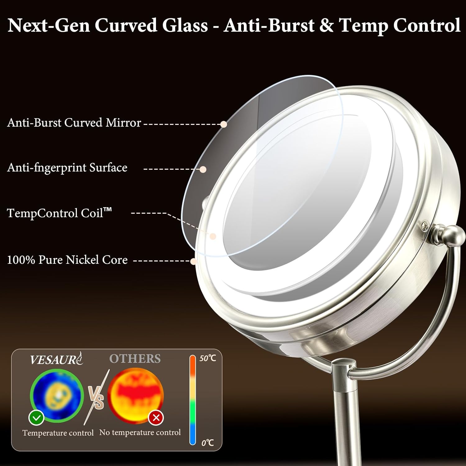 Thumbnail 2 de Professional 8.5" Large Lighted Makeup Mirror 10X with 3-Color Lights 💄
