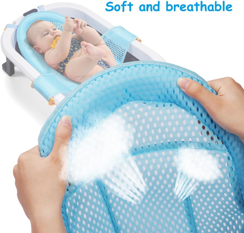 Thumbnail 4 de Aolso babybadnet met verstelbare, antislip badkuiphouder, blauw