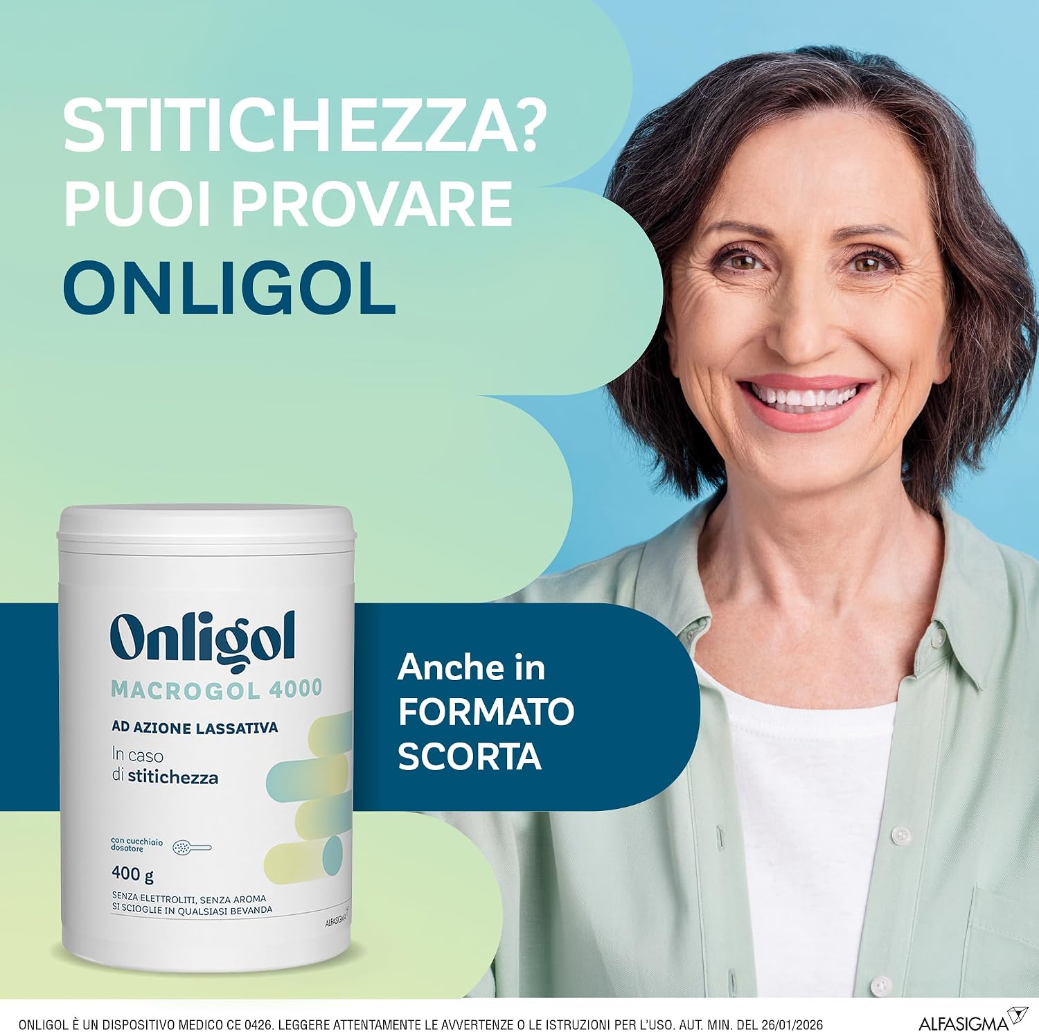 Thumbnail 1 de Onligol 400 g: lassativo in polvere a base di Macrogol 4000 per stitichezza cronica