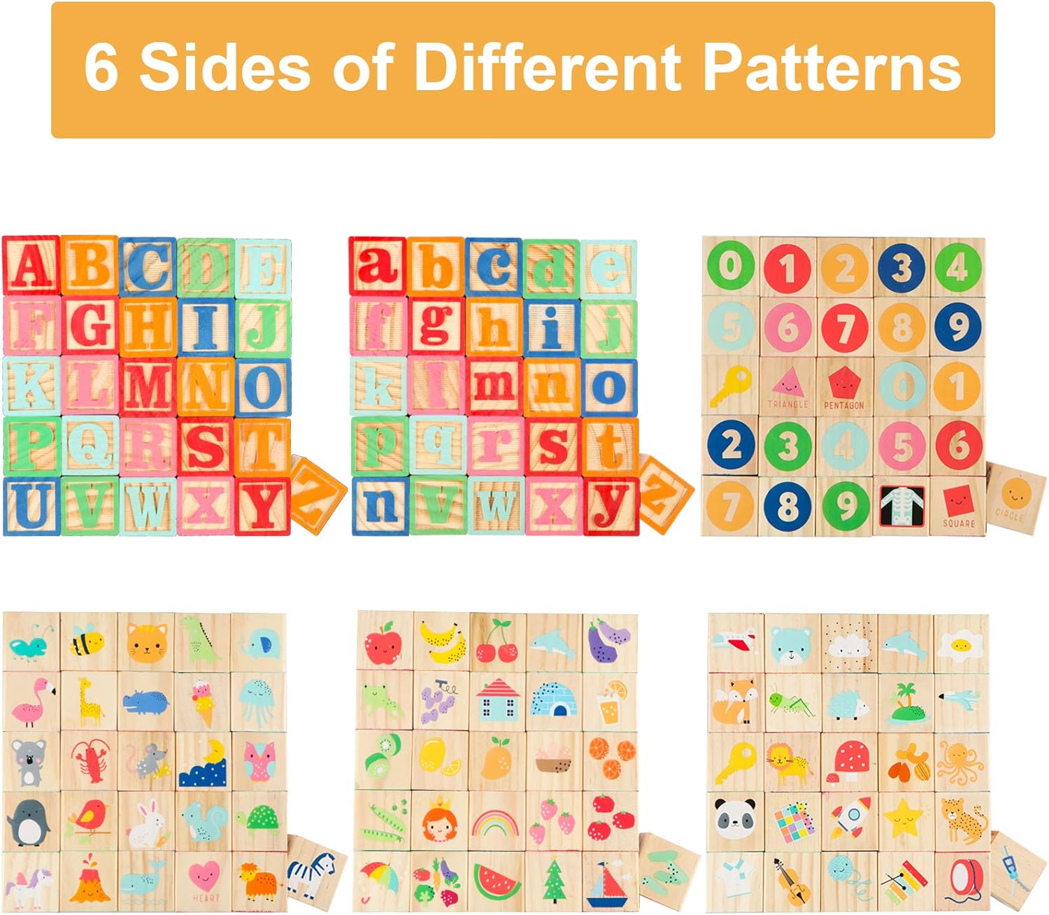 Detalle 1 de Jacootoys 36PCS Wooden ABC & Number Blocks Set (Age 3+) Montessori learning toy