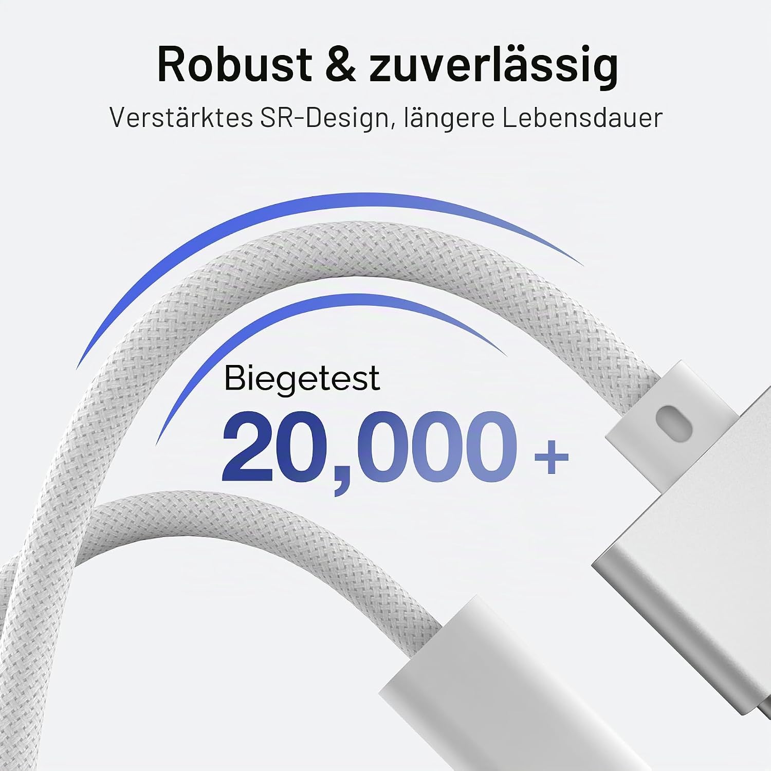 Detalle de Hugener Magnetisch 3 USB-C Kabel 2m – 140W Magnet-Ladekabel mit LED, kompatibel mit MacBook Air/M Pro (M4/M3/M2/M1) 13–16 Zoll, Weiß
