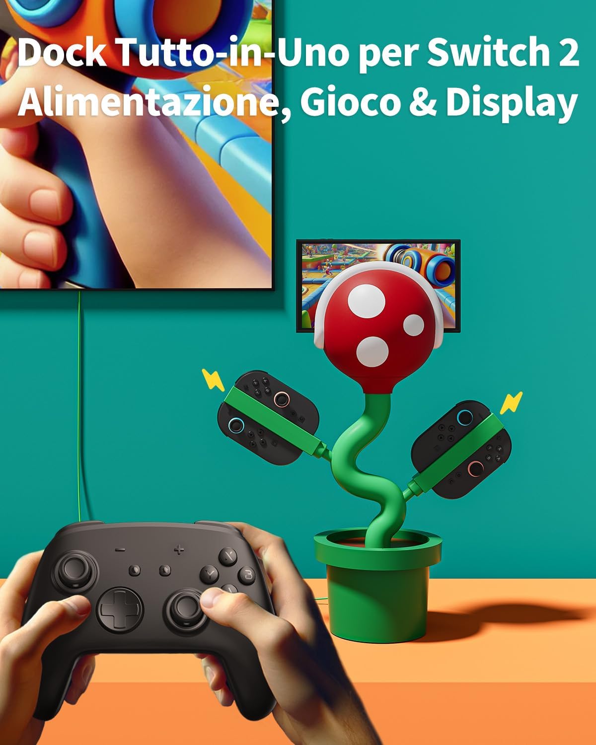 Detalle de Dock Switch 2 TV compatibile con Nintendo Switch 2: Docking Station Piranha2 con Ricarica PD e 4K 60Hz