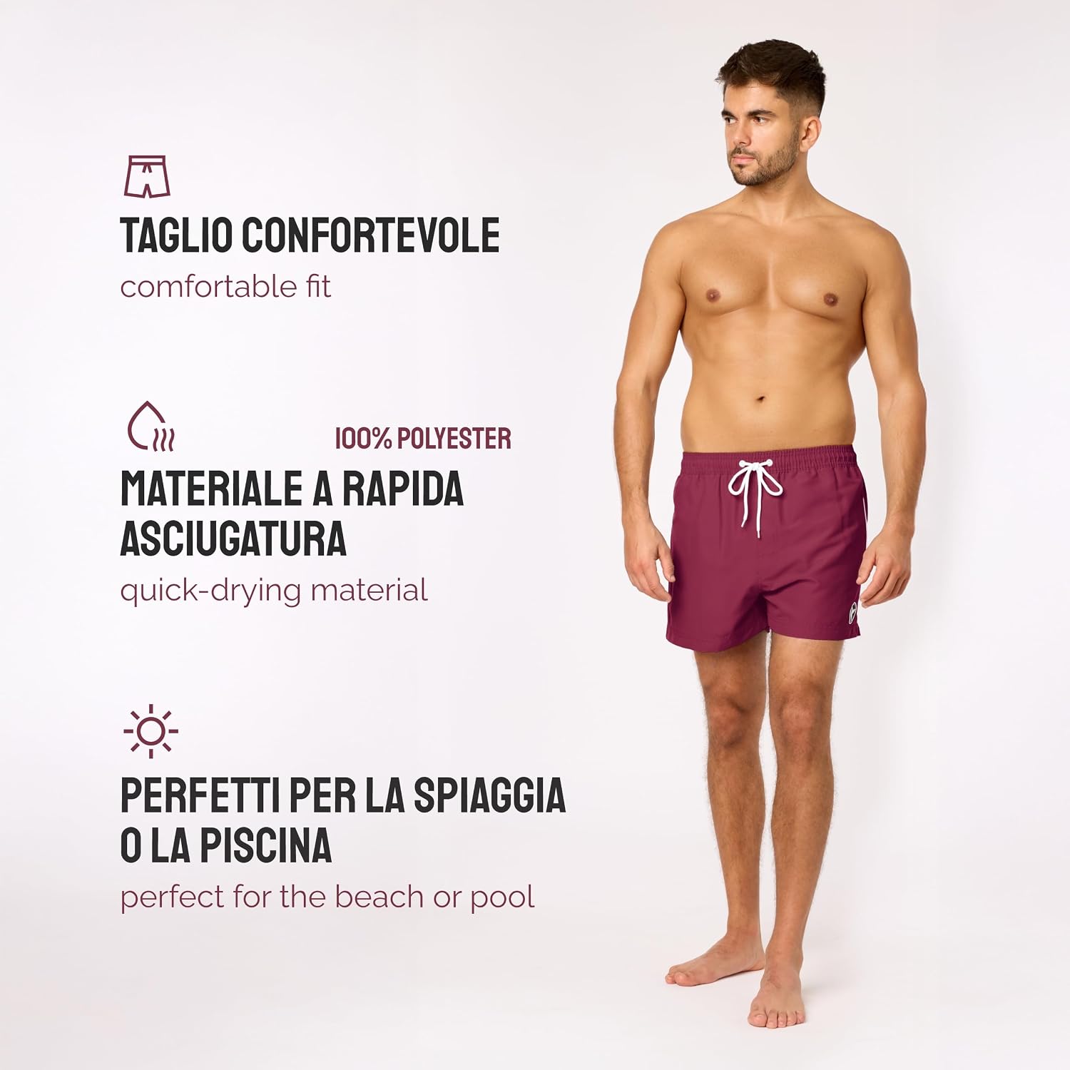 Detalle de Ladeheid Costume da bagno uomo extra corto con taschino e coulisse regolabile, fodera in rete