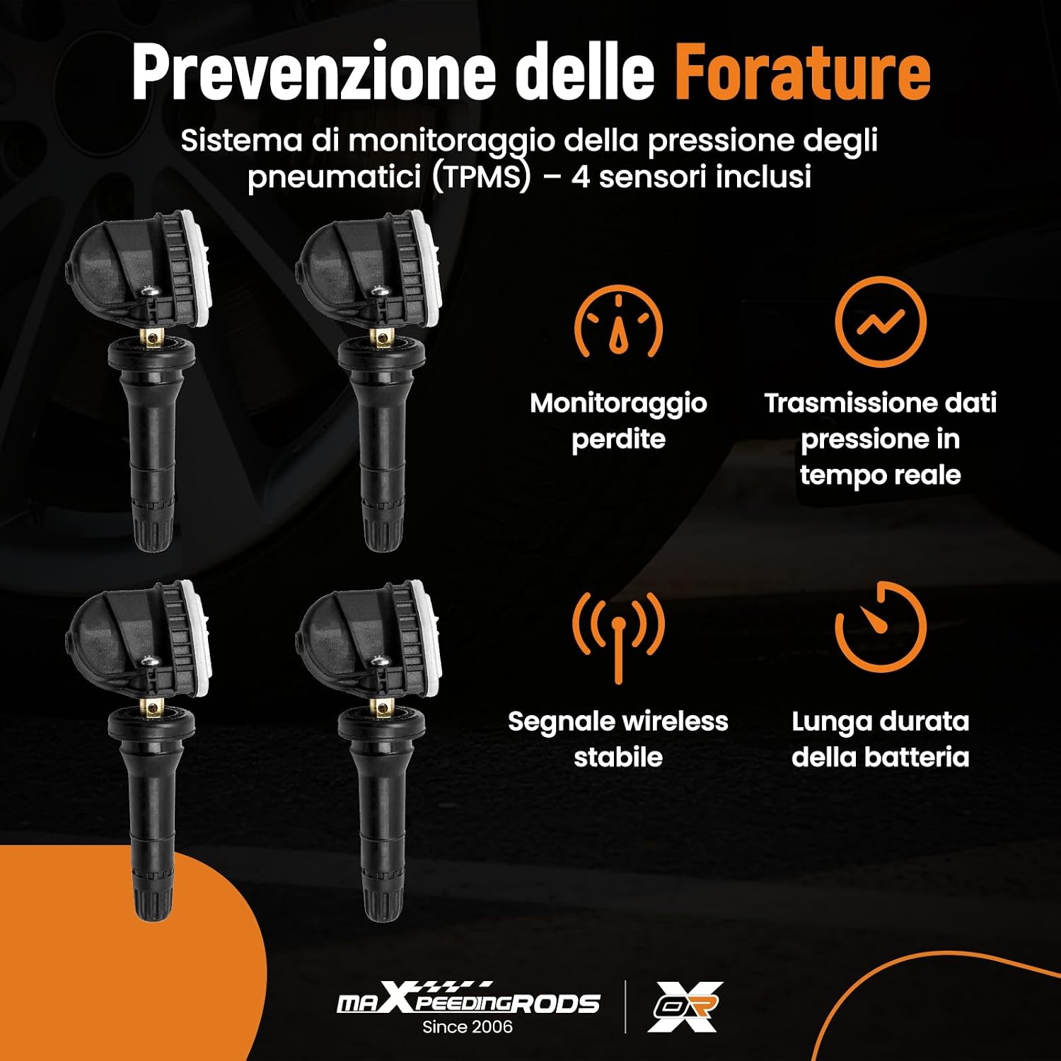 Detalle 2 de maXpeedingrods 4 Pezzi Sensori T.PMS 433MHz per Astra J/K, Corsa D/E, Insignia, Mokka e altri - Kit di Sensori di Pressione Pneumatici