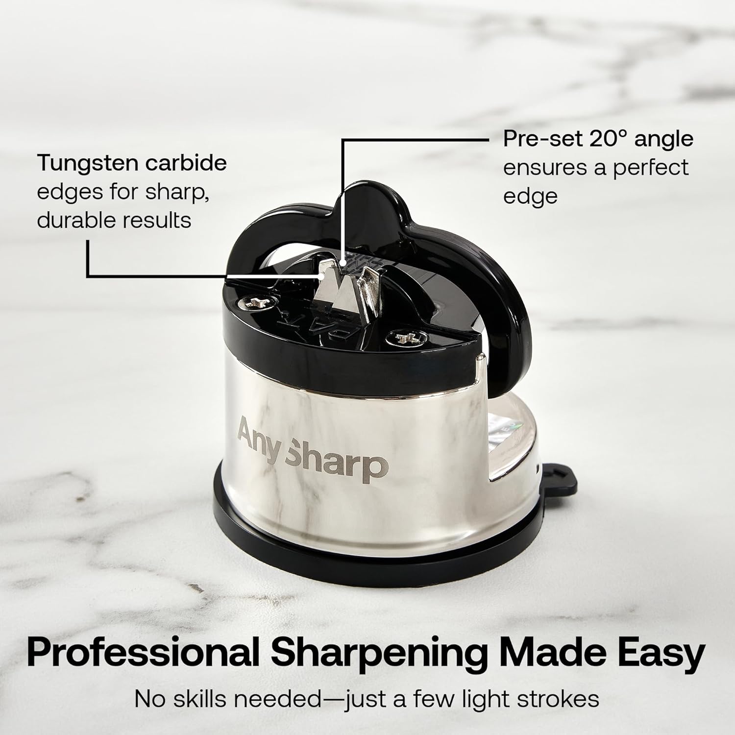 Detalle 1 de AnySharp Pro Afilador de Cuchillos con Ventosa, Metal Cepillado🔪