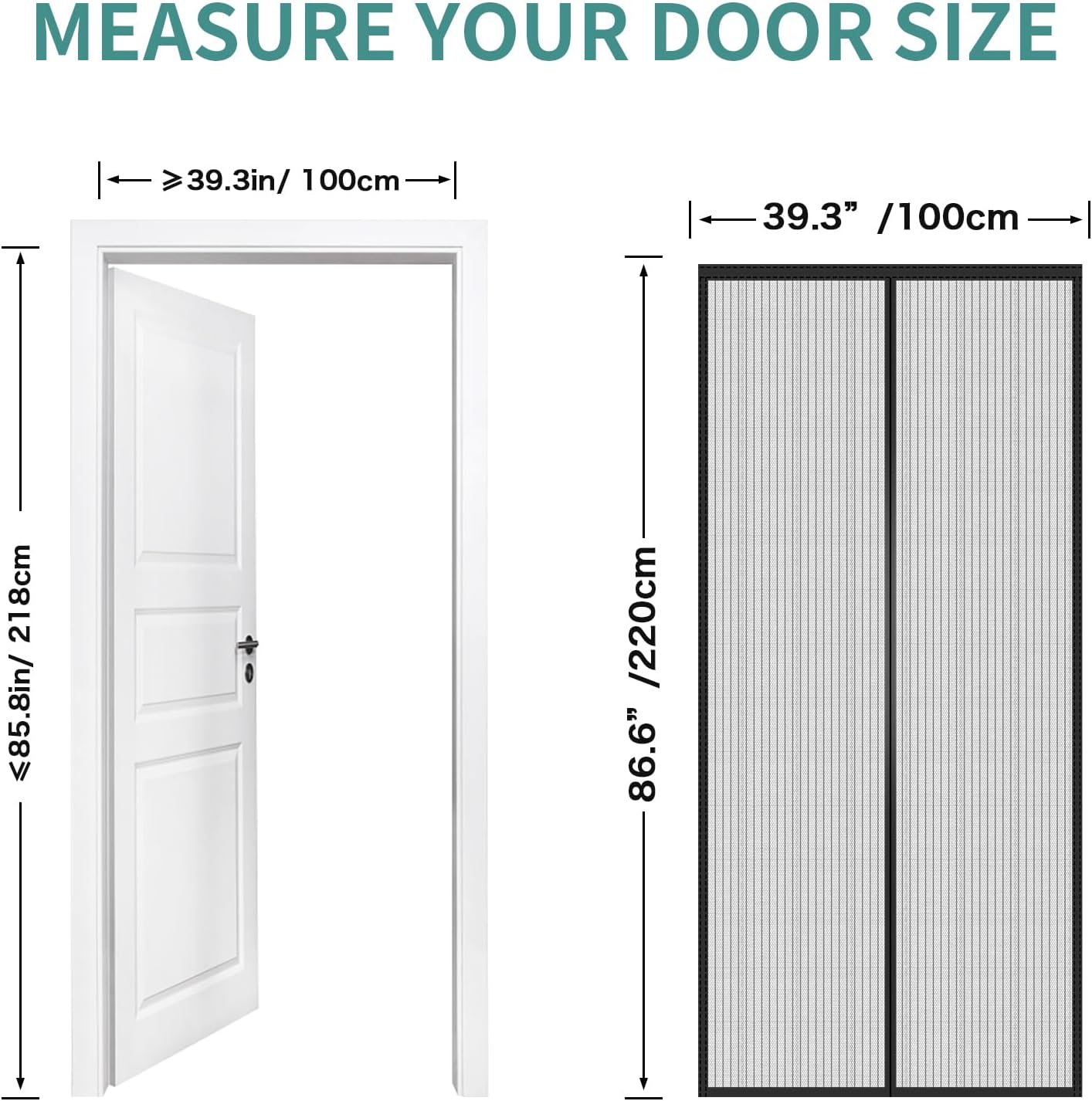 Detalle de SMALUCK Magnetic Door Screen 100 x 220 cm – Heavy Duty Fly Door Screen Mesh with Powerful Magnets