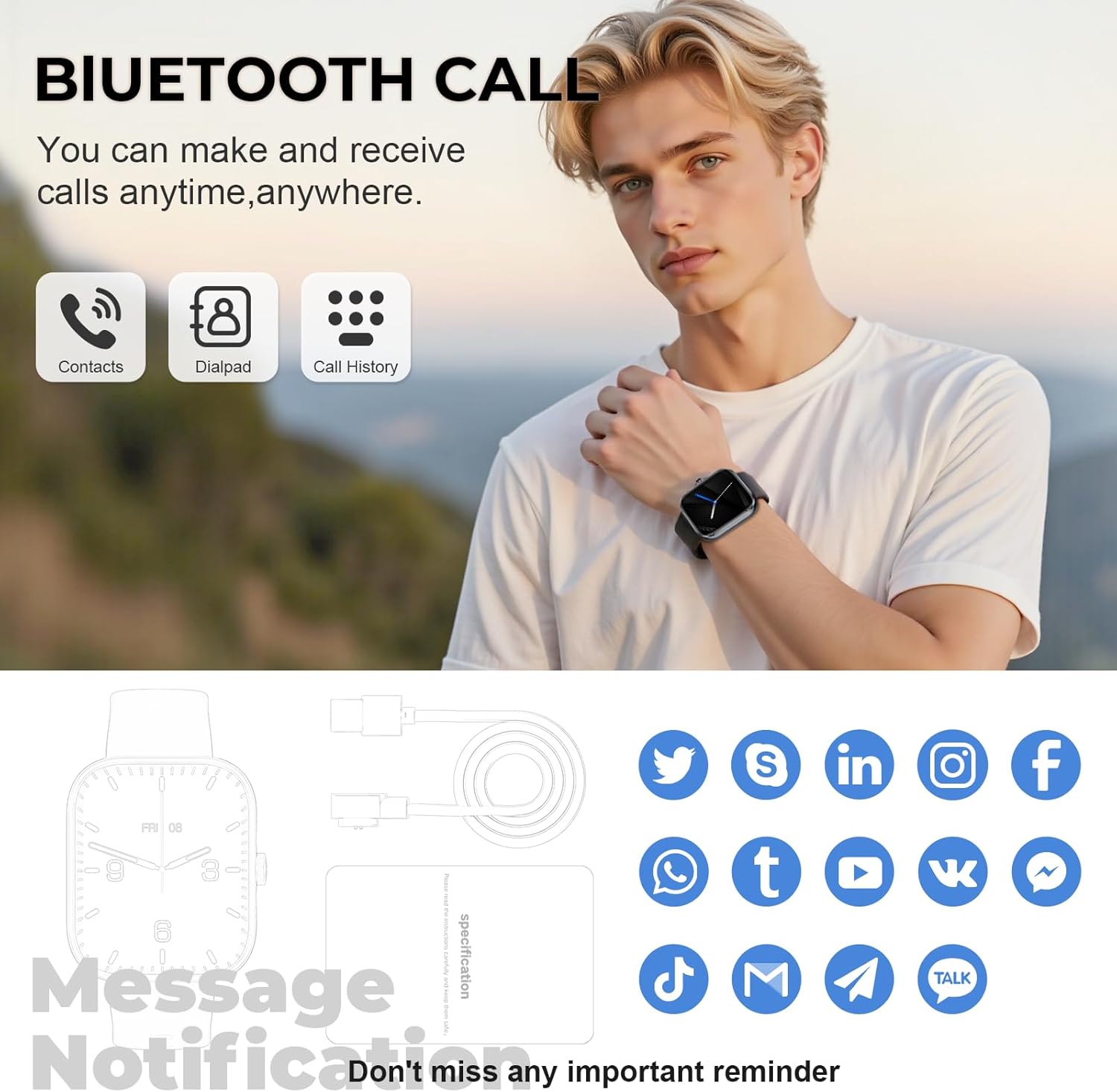 Thumbnail 1 de MFVLP Smart Watch for Men & Women with Answer/Make Calls, 1.83" HD Fitness Tracker