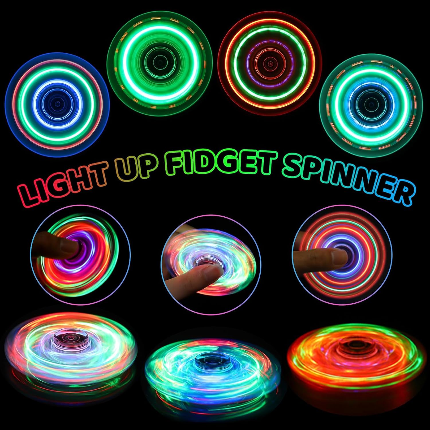 Detalle de Fidget Spinner 2 Pack with Light-Up Sensory Fun for All Ages