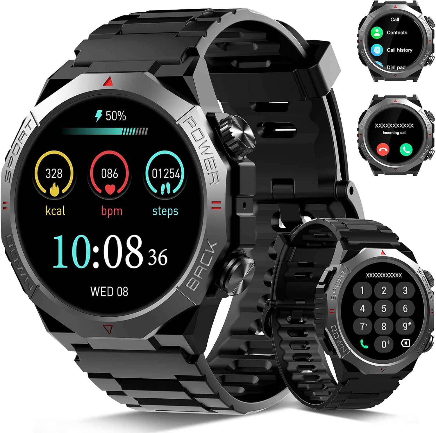 Military Smart Watch 1.39" HD, 110+ Sports