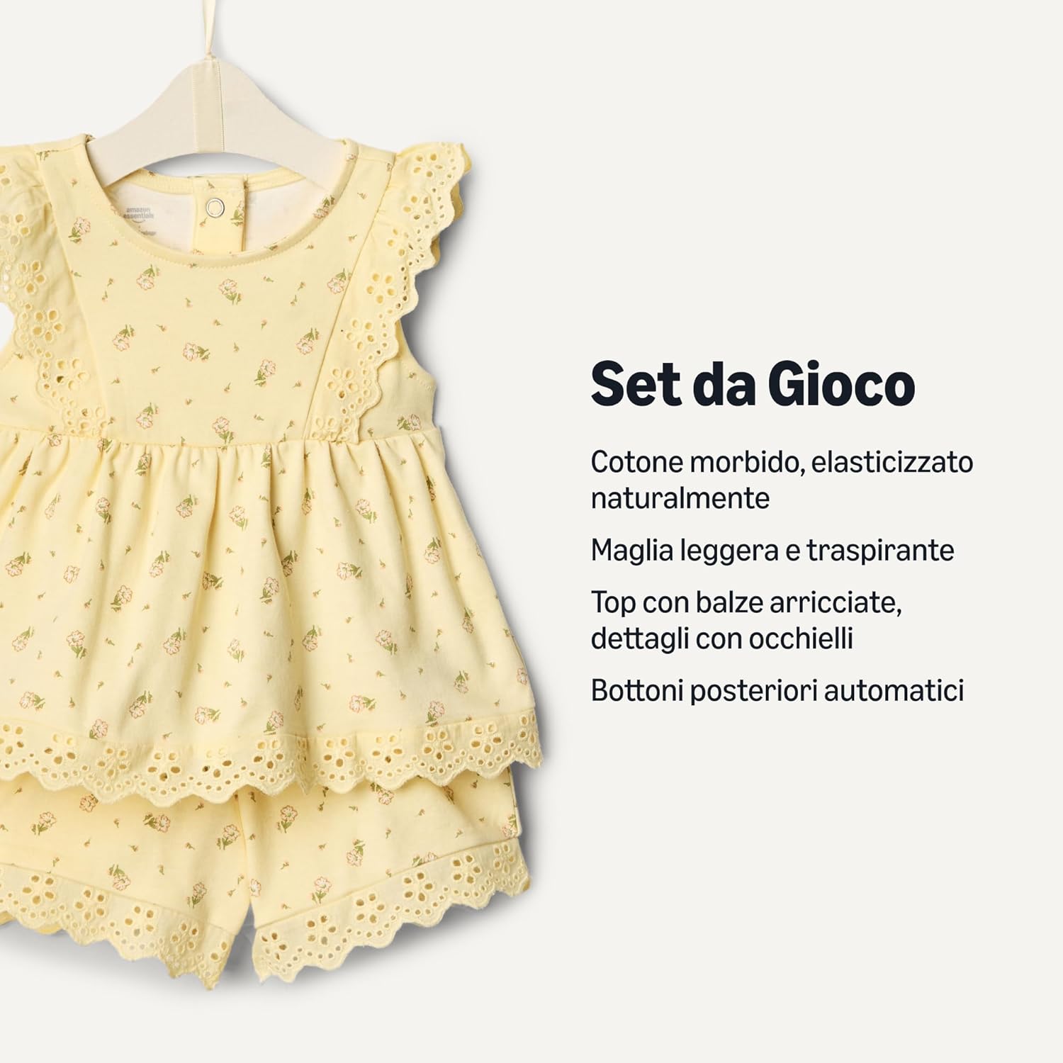 Detalle de Amazon Essentials x Sofia Grainge completino neonata e bambina con occhielli: comfort e stile senza sforzo