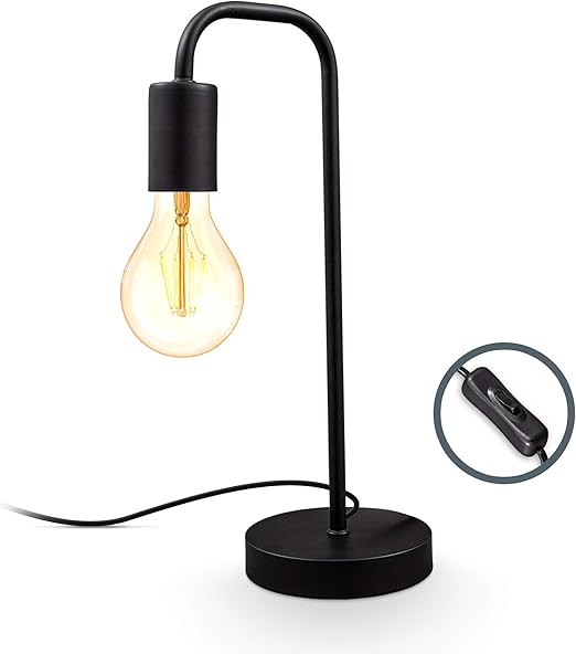 Detalle de B.K.Licht Lámpara de Mesa Retro 📖 E27, Metal, Negro