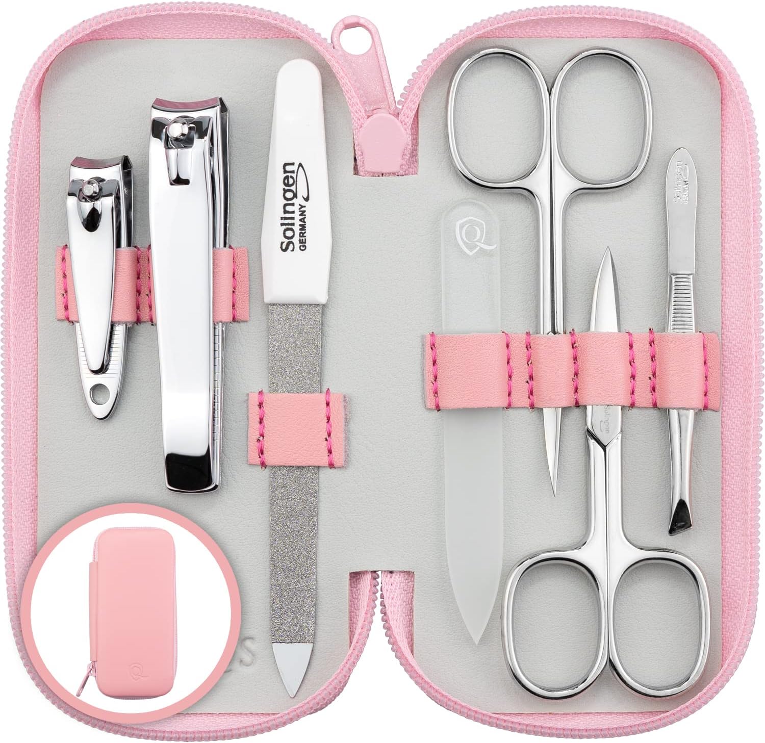 Set Manicure Professionale da 7 Pezzi con Custodia in Vera Pelle – Solingen, Made in Germany