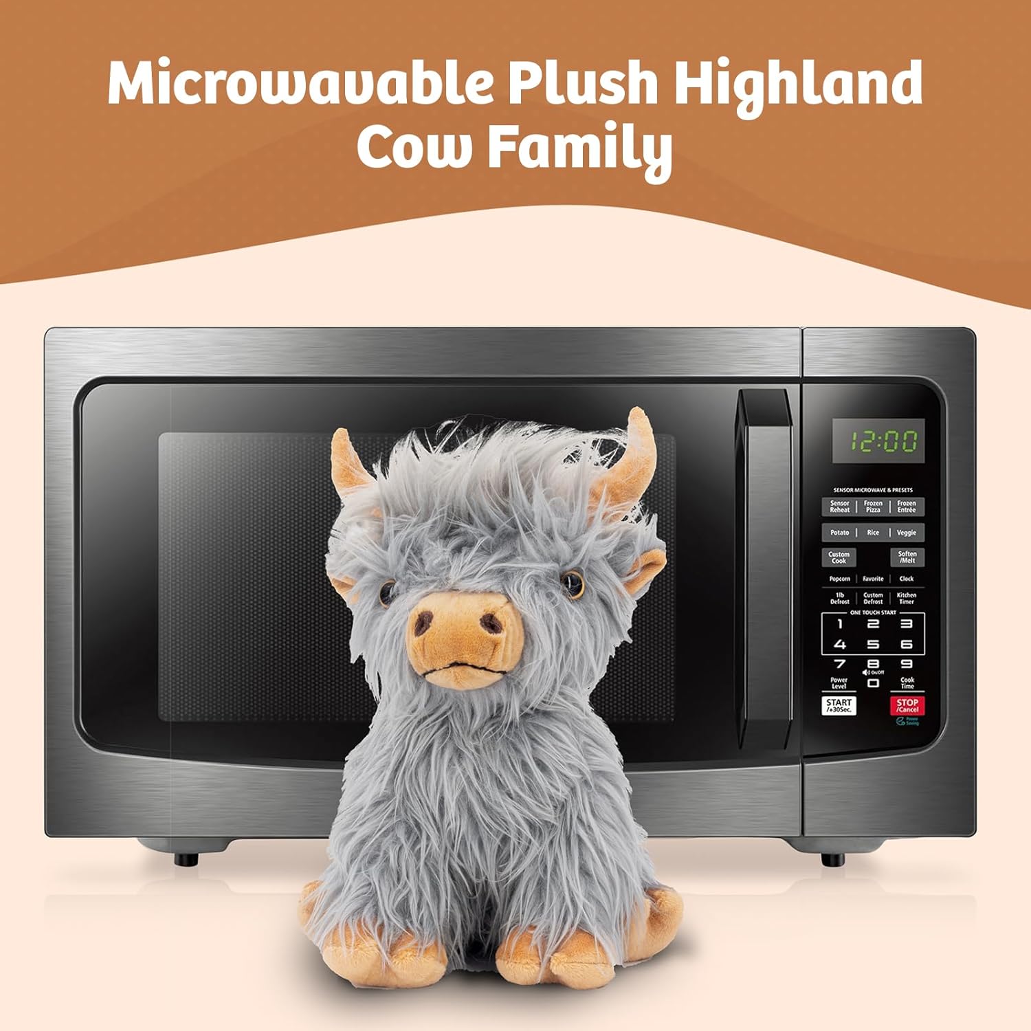 Thumbnail 5 de Marysun Highland Cow Stuffed Animal Toy (Gray) – microwavable, lavender-scented cuddly gift