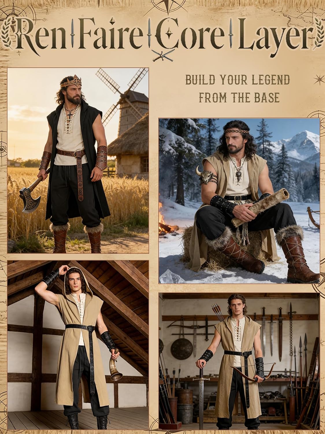 Thumbnail 4 de Verceco Vcpc-8p-001 Men's 8-Piece Pirate Costume with Lace-Up Shirt & Pants