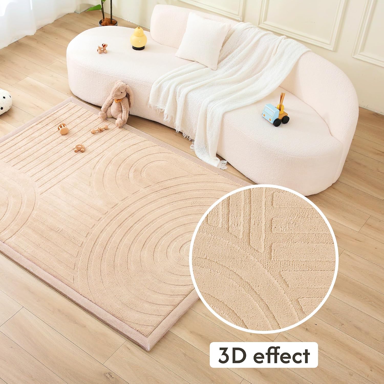 Detalle 2 de Premium Large Coral Velvet Baby Play Mat 200x150x2.5cm (Blue) – memory foam tatami-style rug with non-slip backing
