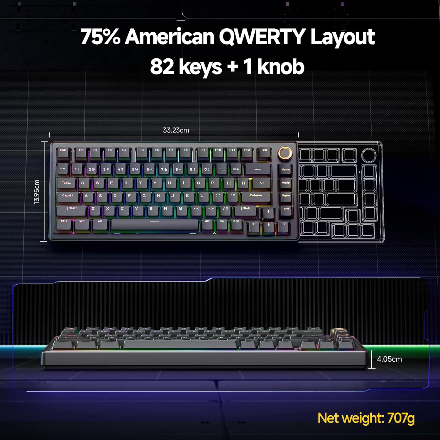 Detalle 2 de TMKB T81E 75% mechanische Gaming-Tastatur