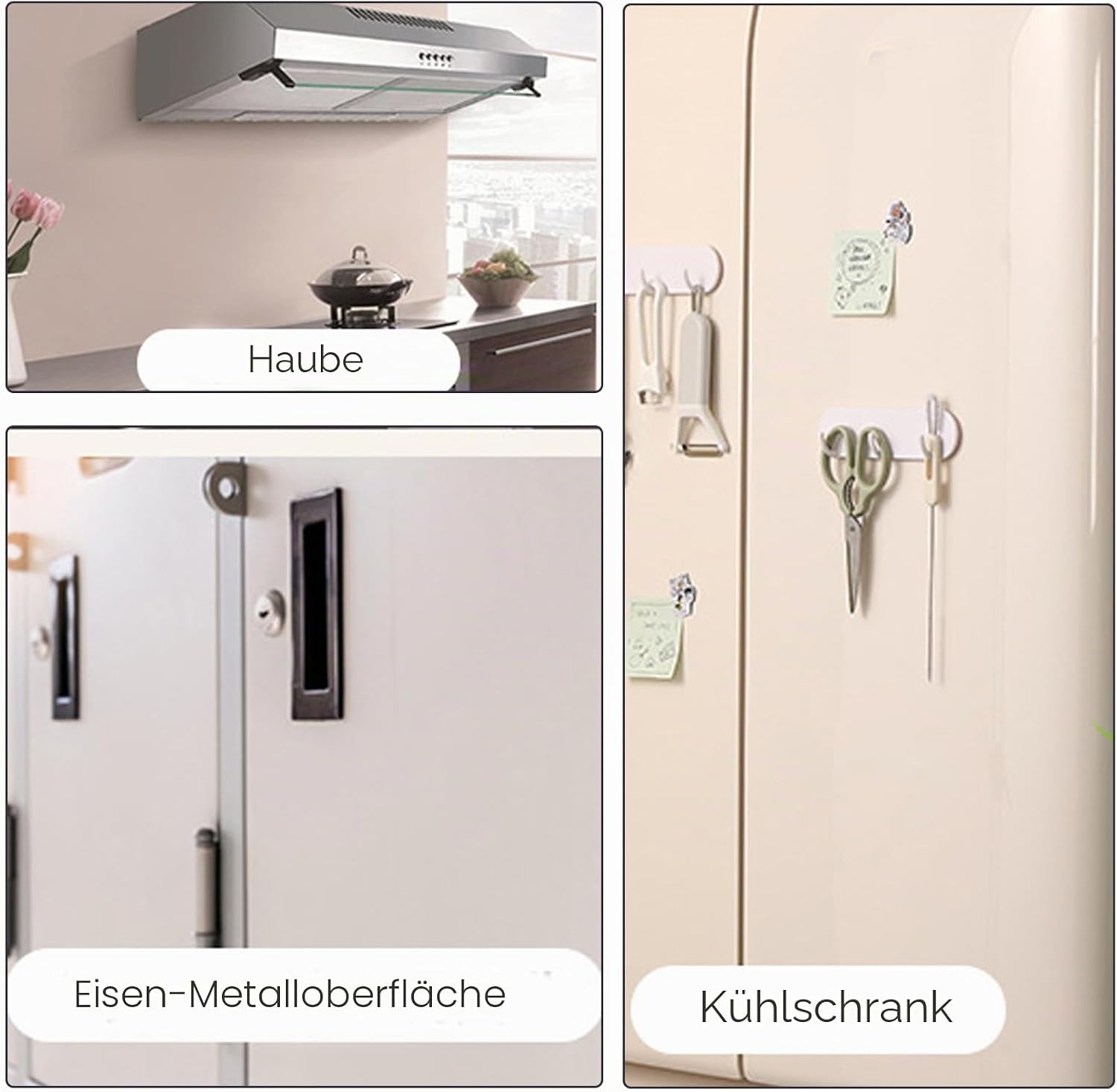 Detalle de 2er-Pack Magnetischer Schlüsselhalter mit 3 Haken – ideal für Kühlschrank, Küche und Waschküche