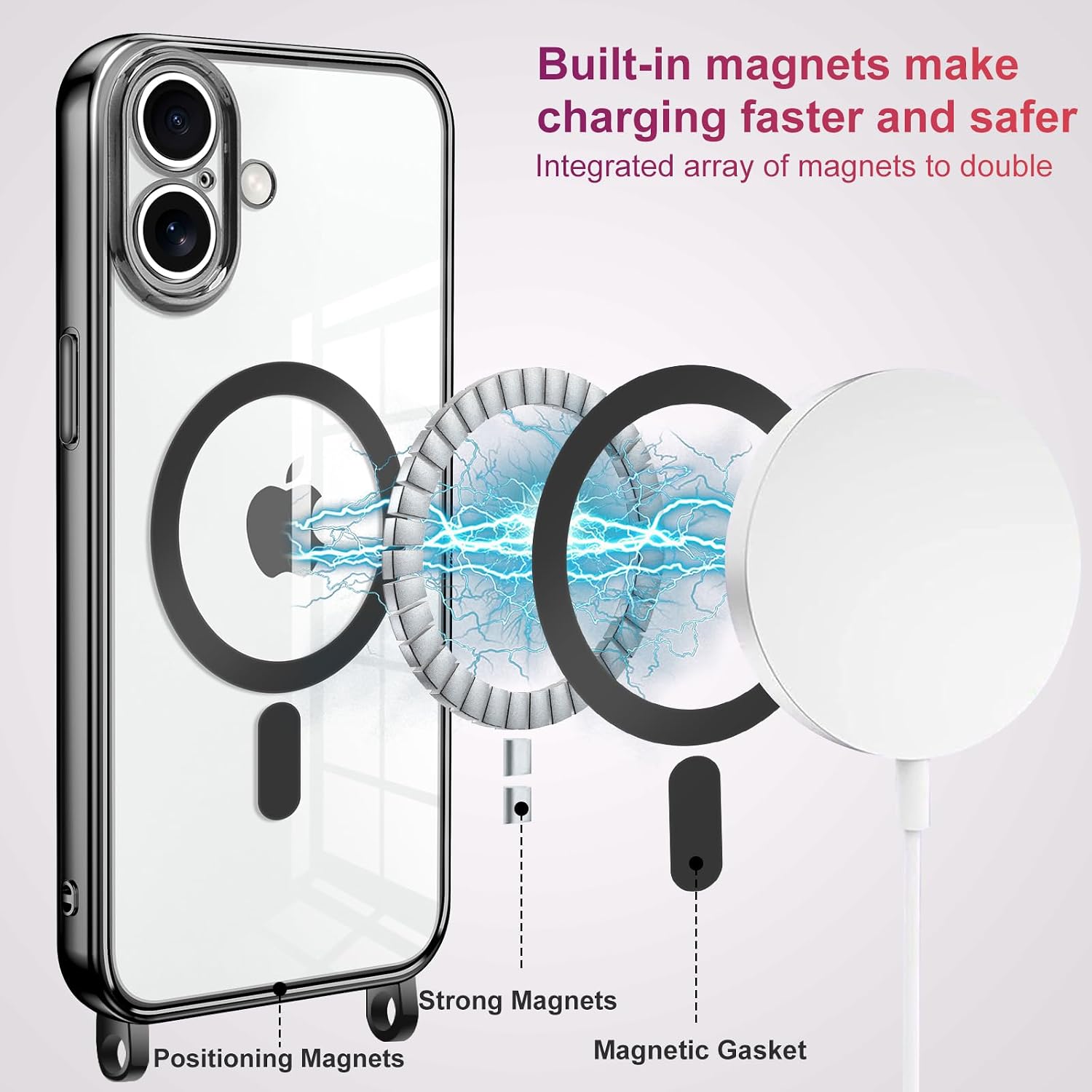 Detalle de Oelrstfe Cover Magnetica Trasparente con Cordino per iPhone 17 – Protezione sottile e stile magnetico