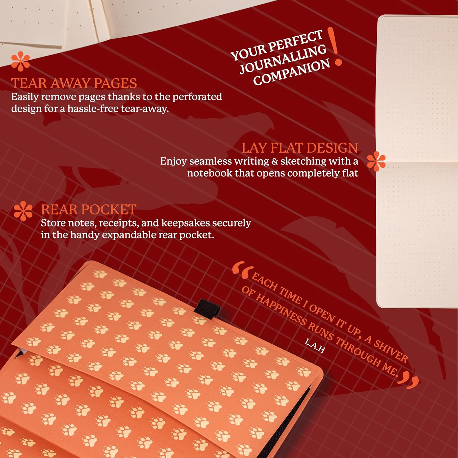 Detalle de Dingbats Wildlife Dotted Journal Notebook A5 — Vegan Leather Soft Cover