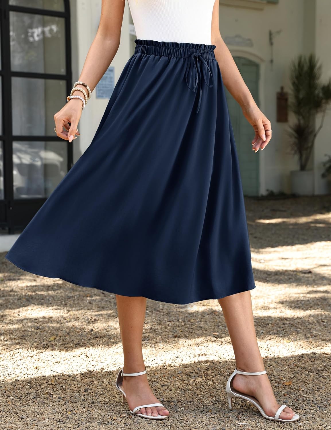 Detalle de Actcat Damen Rock Sommer – Leicht, luftig und mit Taschen, A-Linien Maxi-Rock