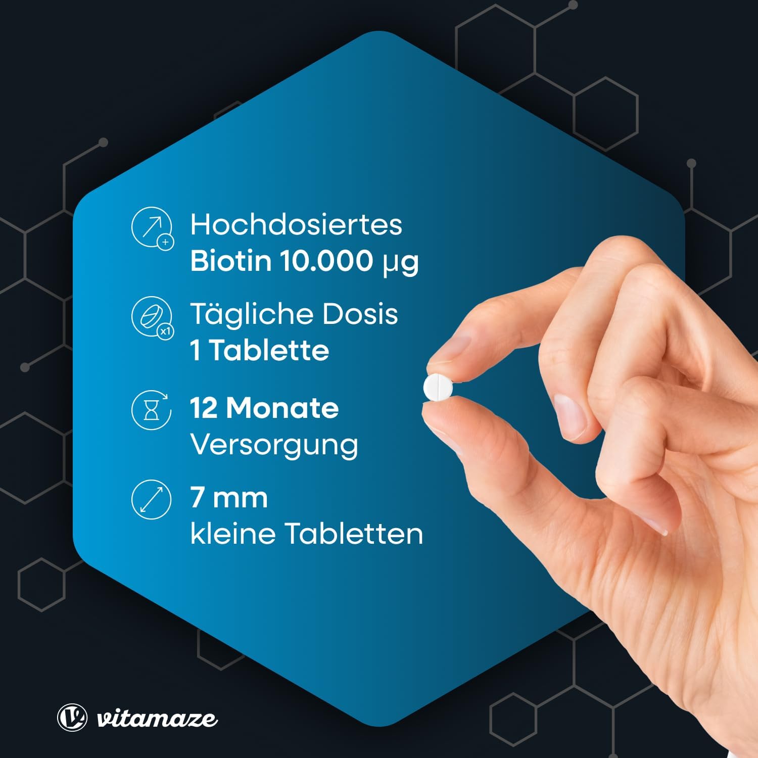 Detalle 2 de Biotin 10.000 mcg mit Selen & Zink — 365 Tabletten 💊