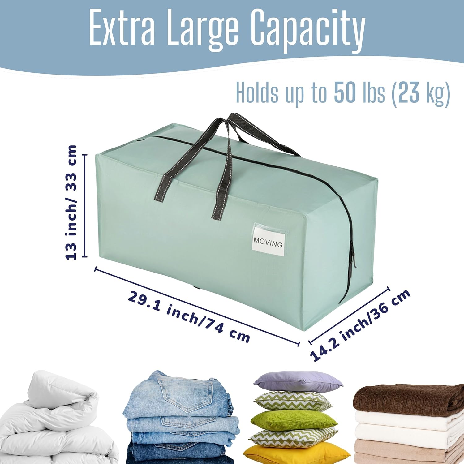 Detalle 2 de Veno 10 Pack Heavy-Duty Extra Large Moving Bags (Light Green Matte) with Backpack Straps