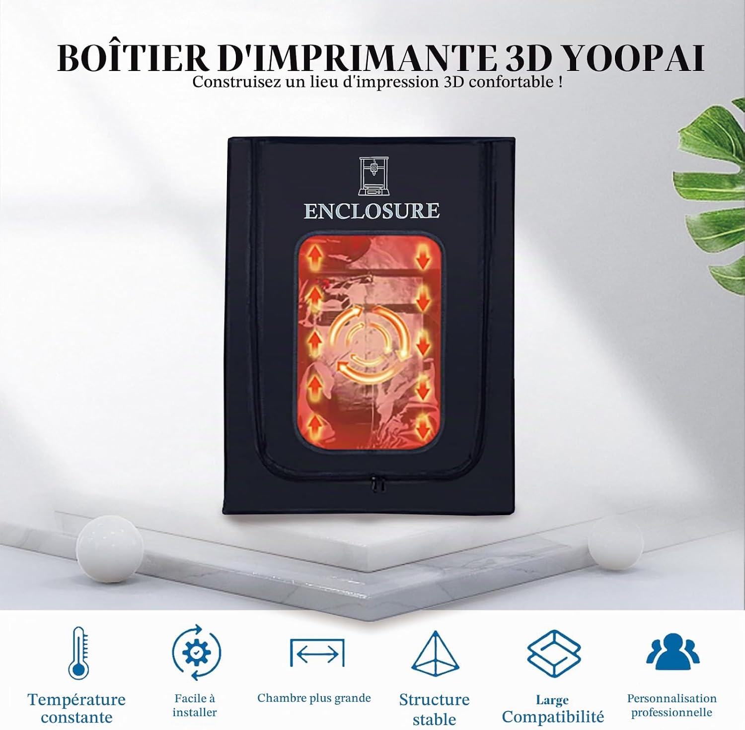 Detalle de YOOPAI 3D Printer Enclosure 3D-printerbehuizing met scharnierdeuren, 65 x 55 x 75 cm