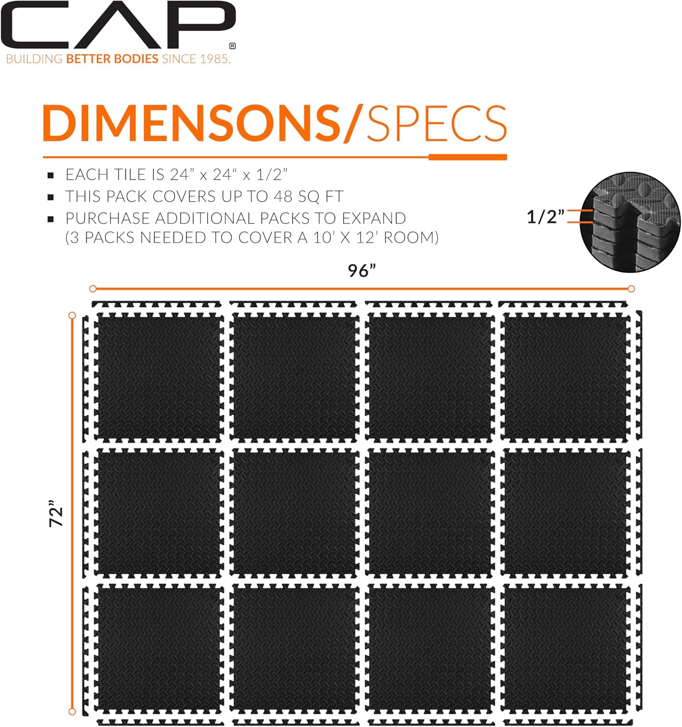 Detalle 2 de CAP Barbell Interlocking EVA Foam Puzzle Mat 1pc ๐๏ธโ