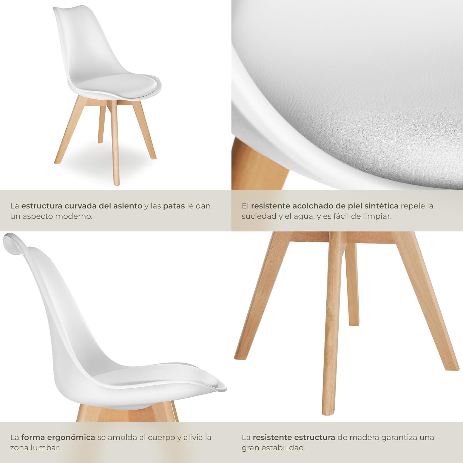 Thumbnail 6 de tectake Sillas de Comedor diseño nórdico 6 unidades