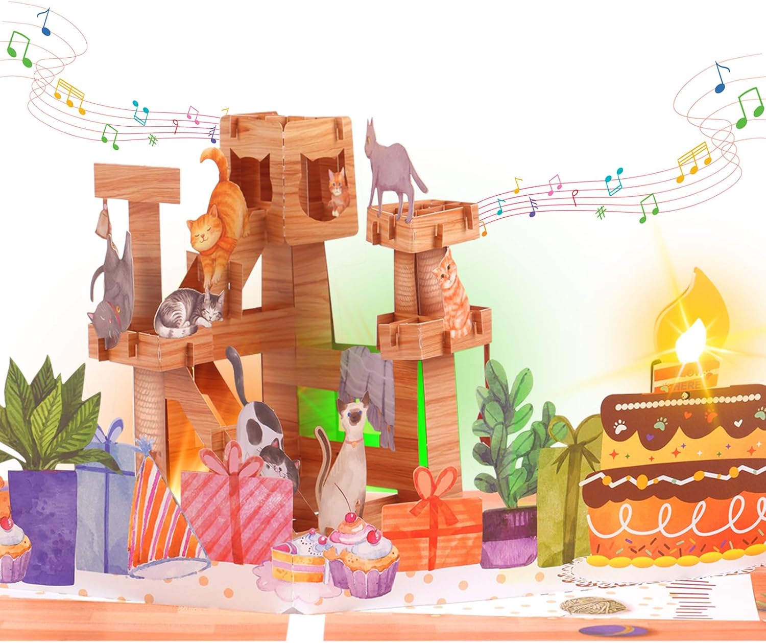 Thumbnail 6 de Musical Birthday Card 3D Pop-up with Music, Lights & Blowable Candle