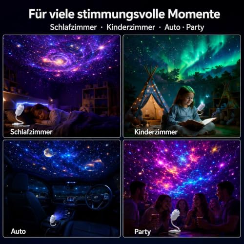 Detalle de Lwloltio HD Smart Dynamic 5D Galaxy Projektor – 24 Filme, USB, 360° Verstellbar