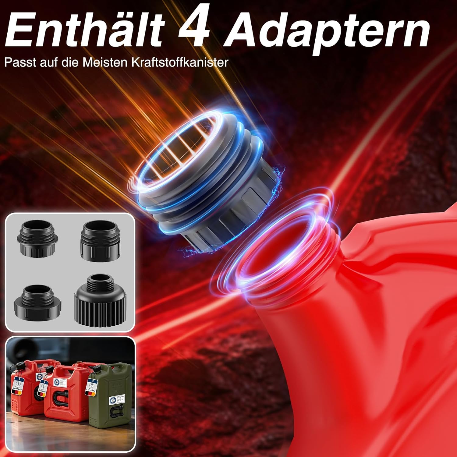 Thumbnail 5 de GZOKMOG Kraftstoffpumpe mit Auto-Stopp-Sensor – 10,6 L/min, USB oder 4 AA-Batterien, inkl. 4 Adapter